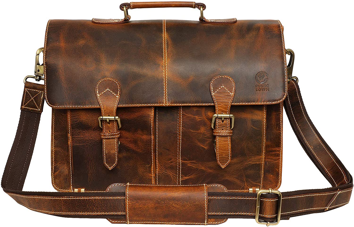 230816072415806_1 RUSTIC TOWN Handmade Leather Shoulder Briefcase Messenger Bag Mens 16 inch Laptop Satchel - Image 1